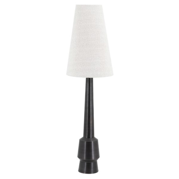 By-Boo Černo-béžová kovová stojací lampa Dawn 146 cm  - Výška149 cm- Průměr stínidla 41 cm