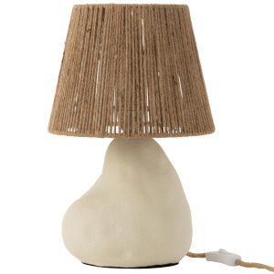 Béžová kameninová stolní lampa J-line Jute  - Výška40 cm- Průměr 26