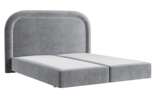 Maison de Rêve Šedá sametová postel boxspring HAVANA 180 x 200 cm  - Výška32 cm- Celková šířka 200 cm