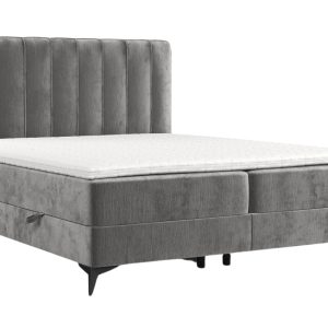 Maison de Rêve Šedá čalouněná postel boxspring AGGAZ 140 x 200 cm  - Výška55 cm- Šířka opěrky hlavy 140 cm