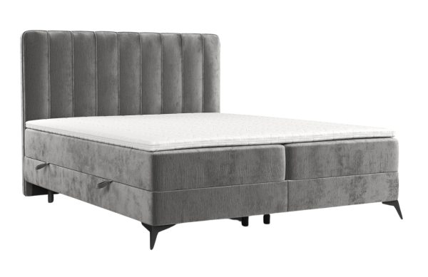 Maison de Rêve Šedá čalouněná postel boxspring AGGAZ 140 x 200 cm  - Výška55 cm- Šířka opěrky hlavy 140 cm