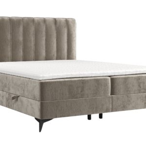 Maison de Rêve Béžová čalouněná postel boxspring AGGAZ 140 x 200 cm  - Výška55 cm- Šířka opěrky hlavy 140 cm