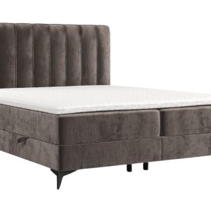 Maison de Rêve Hnědá čalouněná postel boxspring AGGAZ 140 x 200 cm  - Výška55 cm- Šířka opěrky hlavy 140 cm