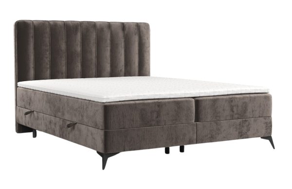 Maison de Rêve Hnědá čalouněná postel boxspring AGGAZ 180 x 200 cm  - Výška55 cm- Šířka opěrky hlavy 180 cm