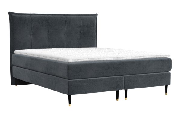 Maison de Rêve Antracitová sametová postel boxspring DUNA 140 x 200 cm  - Výška58 cm- Šířka 140 cm