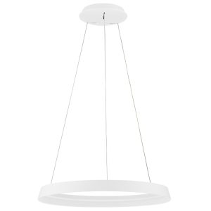 Bílé kovové závěsné LED světlo Nova Luce Ormi 60 cm  - Výška150 cm- Průměr 60 cm