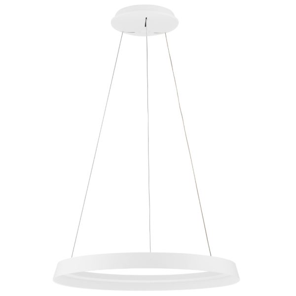 Bílé kovové závěsné LED světlo Nova Luce Ormi 60 cm  - Výška150 cm- Průměr 60 cm