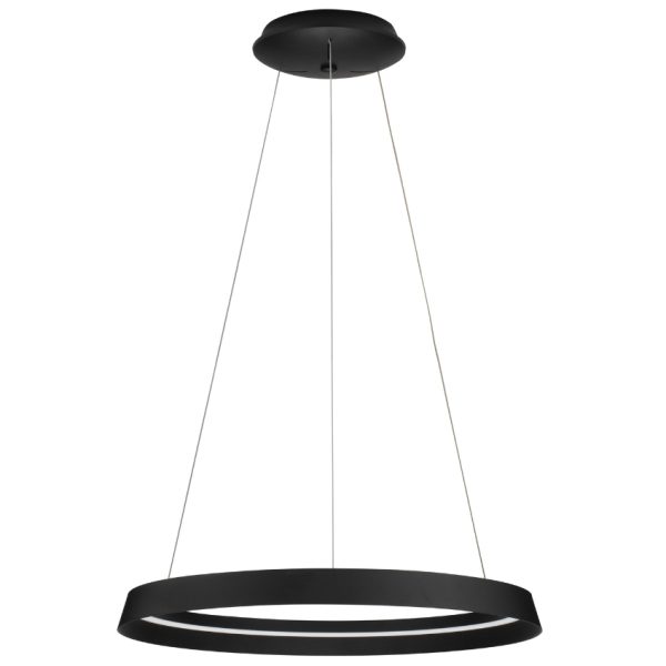 Černé kovové závěsné LED světlo Nova Luce Ormi 60 cm  - Výška150 cm- Průměr 60 cm