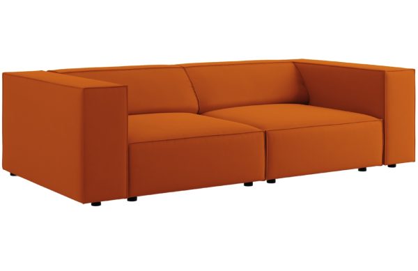 Oranžová sametová třímístná pohovka Cosmopolitan Design Arendal 204 cm  - Výška70 cm- Šířka 204 cm