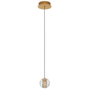 Zlaté skleněné závěsné LED světlo Nova Luce Licio 14 cm  - Výška150 cm- Průměr stínidla 14 cm