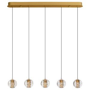 Zlaté skleněné závěsné LED světlo Nova Luce Licio 84 cm  - Výška150 cm- Šířka 84 cm