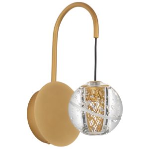 Zlaté skleněné nástěnné LED světlo Nova Luce Licio  - Výška26 cm- Hloubka 18 cm