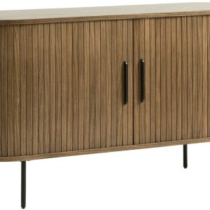 Tmavě hnědá dubová komoda Unique Furniture Nola 140 x 45 cm  - Výška76 cm- Šířka 140 cm