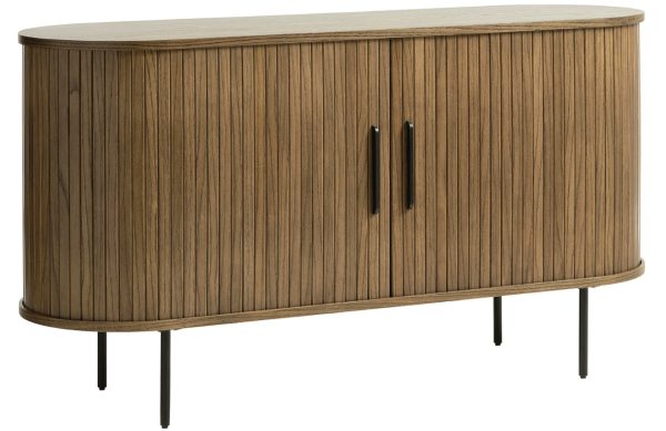 Tmavě hnědá dubová komoda Unique Furniture Nola 140 x 45 cm  - Výška76 cm- Šířka 140 cm