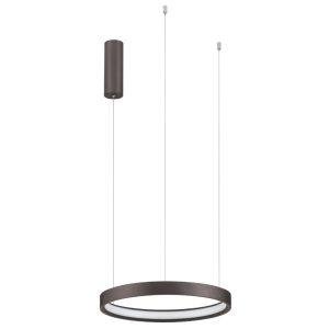 Hnědé kovové závěsné LED světlo Nova Luce Perrine 40 cm  - Výška150 cm- Průměr 40 cm