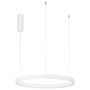 Bílé kovové závěsné LED světlo Nova Luce Perrine 60 cm  - Výška150 cm- Průměr 60 cm