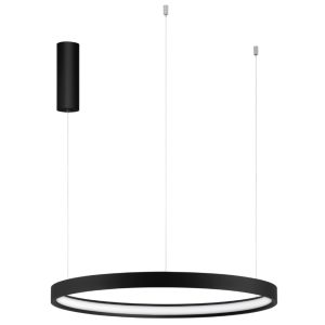 Černé kovové závěsné LED světlo Nova Luce Perrine 60 cm  - Výška150 cm- Průměr 60 cm