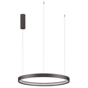 Hnědé kovové závěsné LED světlo Nova Luce Perrine 60 cm  - Výška150 cm- Průměr 60 cm