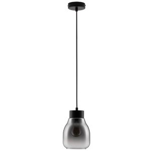 Kouřově šedé skleněné závěsné světlo Nova Luce Blacu 15 cm  - Výška120 cm- Průměr 15 cm