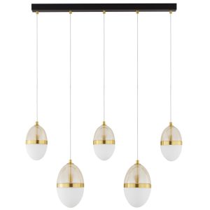 Bílo-zlaté skleněné závěsné LED světlo Nova Luce Egna 86 cm  - Výška120 cm- Šířka 86 cm