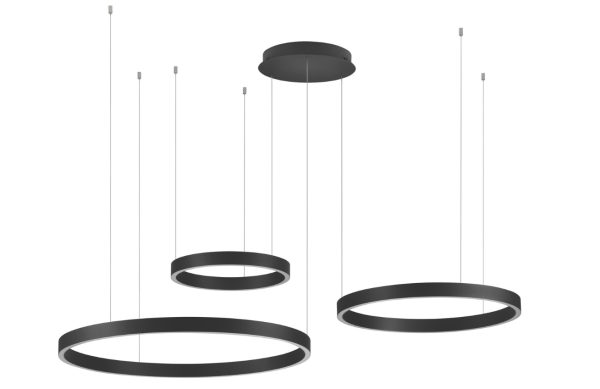 Černé kovové závěsné LED světlo Nova Luce Elowen 148 cm  - Výška250 cm- Šířka 148 cm