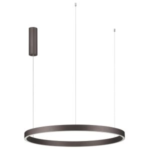 Hnědé kovové závěsné LED světlo Nova Luce Elowen 80 cm  - Výška150 cm- Průměr 80 cm