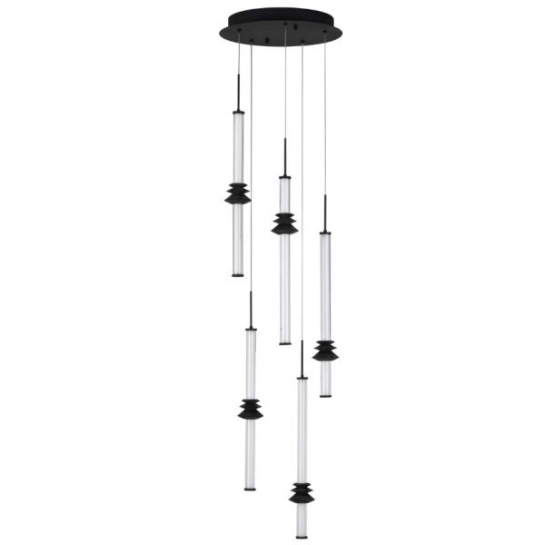 Černé závěsné LED světlo Nova Luce Atmosfera II. 35 cm  - Výška210 cm- Průměr 35 cm