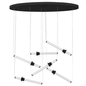 Černé závěsné LED světlo Nova Luce Atmosfera 120 cm  - Výška250 cm- Průměr 120 cm