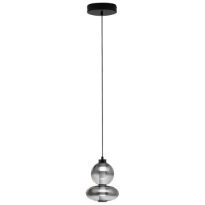 Kouřově šedé skleněné závěsné LED světlo Nova Luce Bally 20 cm  - Výška158 cm- Průměr 20 cm