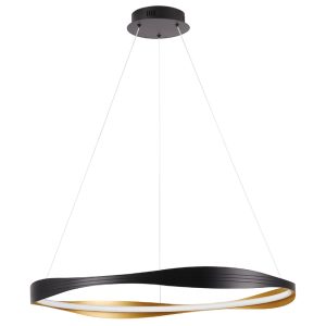 Černo-zlaté kovové závěsné LED světlo Nova Luce Dobi 80 cm  - Výška120 cm- Průměr 80 cm