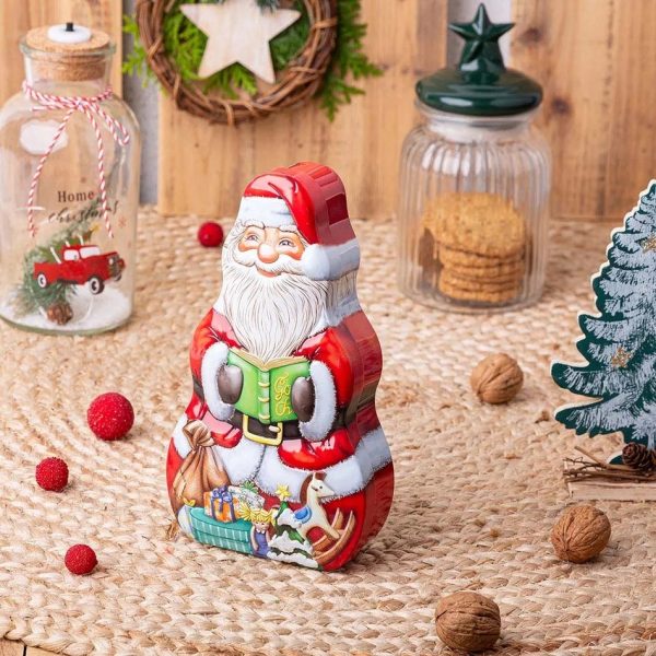 Altom Plechová dóza na sušenky a perníčky Santa Claus 23 x 13 cm  - Barvačervená- Délka 13 cm