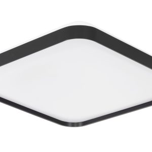 Černé kovové stropní LED světlo Nova Luce Athos 48 x 48 cm  - Výška6 cm- Průměr 48 cm