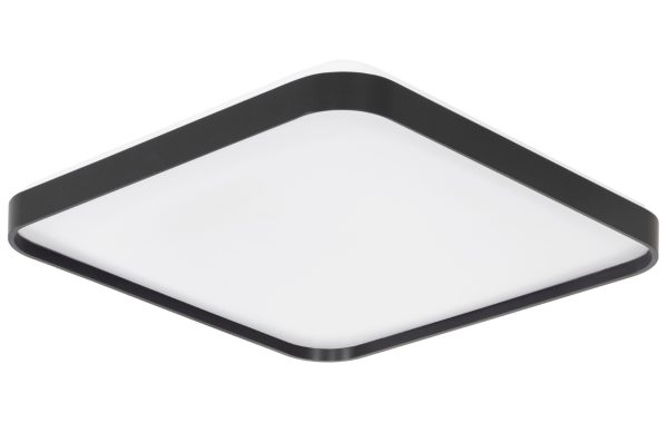 Černé kovové stropní LED světlo Nova Luce Athos 48 x 48 cm  - Výška6 cm- Průměr 48 cm