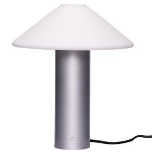 Bílo-stříbrná kovová stolní lampa Hübsch Orbit  - Výška40 cm- Průměr stínidla 35 cm