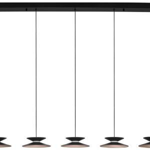 Černé kovové závěsné LED světlo Nova Luce Morfi 132 cm  - Výška161 cm- Šířka 132 cm