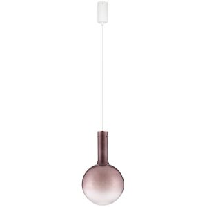 Hnědé skleněné závěsné LED světlo Nova Luce Nostos 25 cm  - Výška170 cm- Průměr 25 cm