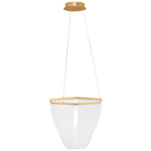 Zlaté kovové závěsné LED světlo Nova Luce Valentin 52 cm  - Výška120 cm- Šířka 52 cm