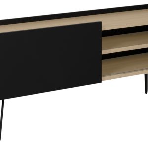 Černý dubový TV stolek TEMAHOME Nina 140 x 42 cm  - Výška59 cm- Šířka 140 cm