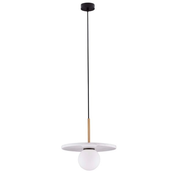 Bílé mramorové závěsné světlo Nova Luce Idor 30 cm  - Výška185 cm- Průměr 30 cm