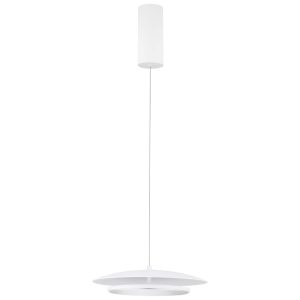 Bílé kovové závěsné LED světlo Nova Luce Olos 35 cm  - Výška120 cm- Průměr 35 cm