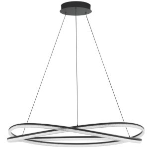 Černé kovové závěsné LED světlo Nova Luce Ofelia 95 cm  - Výška150 cm- Průměr 95 cm