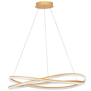 Zlaté kovové závěsné LED světlo Nova Luce Ofelia 95 cm  - Výška150 cm- Průměr 95 cm