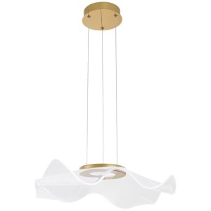 Zlaté závěsné LED světlo Nova Luce Siderno 50 cm  - Výška150 cm- Průměr 50 cm