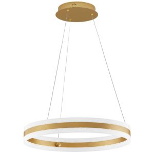 Zlaté kovové závěsné LED světlo Nova Luce Agos 60 cm  - Výška150 cm- Průměr 60 cm