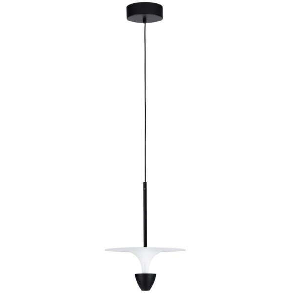 Černobílé kovové závěsné LED světlo Nova Luce Luet 26 cm  - Výška180 cm- Průměr 26 cm