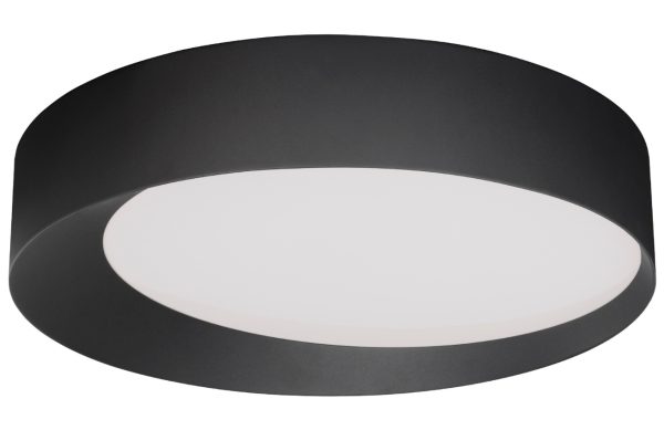 Černé kovové stropní LED světlo Nova Luce Oby 60 cm  - Výška12 cm- Průměr 60 cm