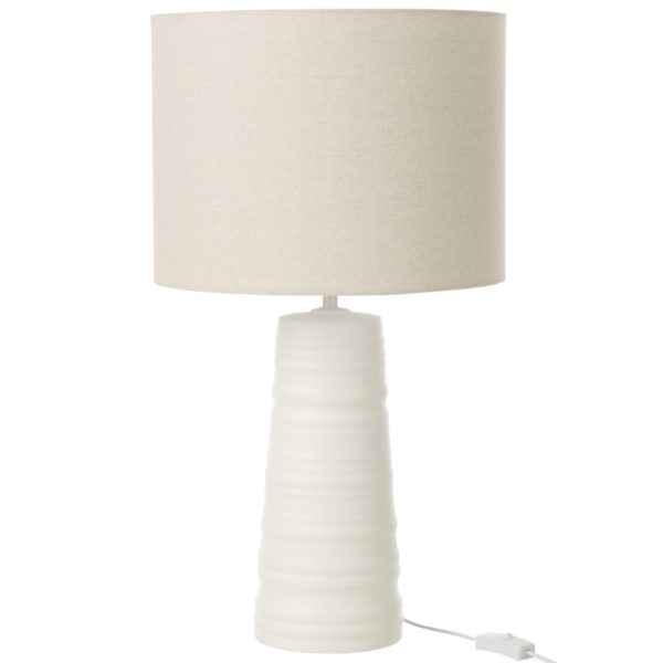 Bílá keramická stolní lampa J-line Elya  - Výška63 cm- Průměr 35 cm