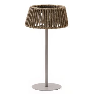 Béžovošedá zahradní solární LED lampa Kave Home Aldet  - Výška30 cm- Průměr 16 cm