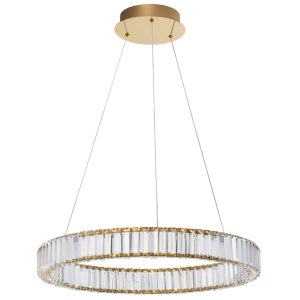 Zlaté skleněné závěsné LED světlo Nova Luce Aurelia 60 cm  - Výška150 cm- Průměr 60 cm