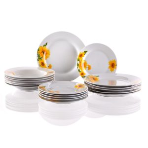 Banquet Talířová sada Sunny 18 dílná  - Barvažlutá- Materiál porcelán